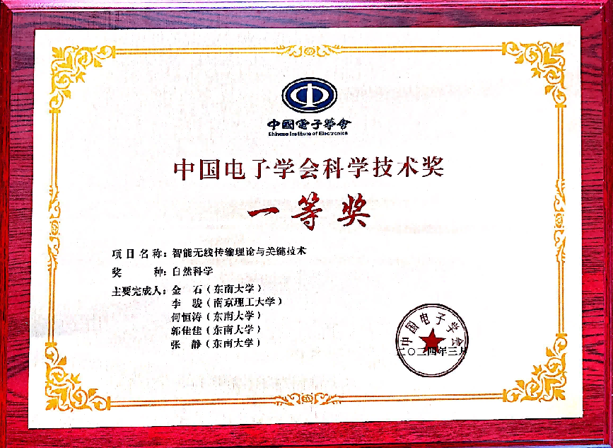2024年，中国电子学会自然科学一等奖（排1），中国电子学会